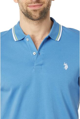 U.S. Polo Assn. Slim Fit Tipped Interlock Knit Polo Black MD in Saudi Arabia