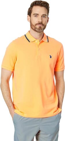 U.S. Polo Assn. Slim Fit Tipped Interlock Knit Polo Black MD in Saudi Arabia