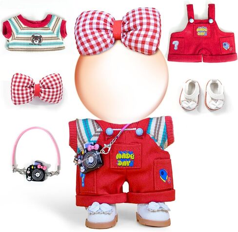 17cm Doll Clothes Set-6 Pcs Outfit Set -Cool Style Accessories for 17cm Dolls Clothing-Sweater+Cool Overalls+Small Camera+Shoes (NO Doll) in Saudi Arabia