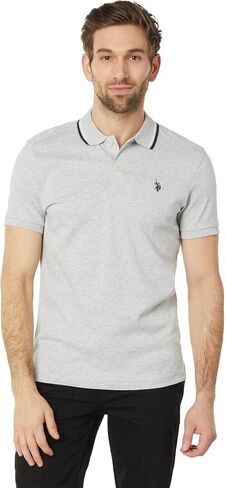 U.S. Polo Assn. Slim Fit Tipped Interlock Knit Polo Black MD in Saudi Arabia