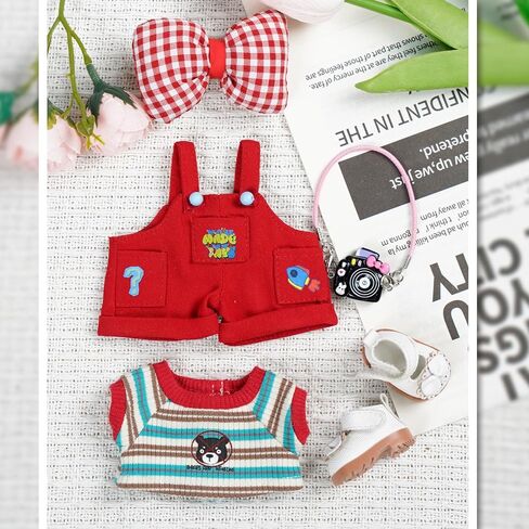 17cm Doll Clothes Set-6 Pcs Outfit Set -Cool Style Accessories for 17cm Dolls Clothing-Sweater+Cool Overalls+Small Camera+Shoes (NO Doll) in Saudi Arabia