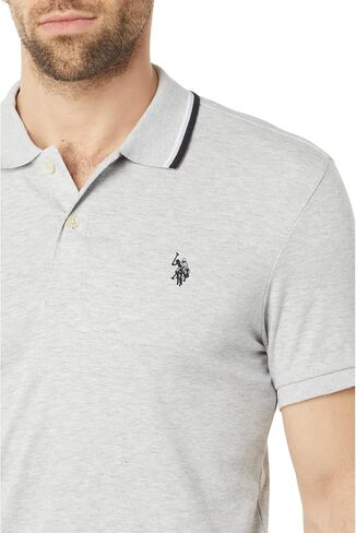 U.S. Polo Assn. Slim Fit Tipped Interlock Knit Polo Black MD in Saudi Arabia