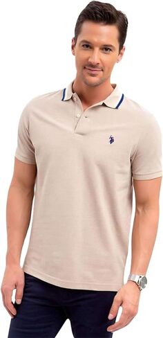 U.S. Polo Assn. Slim Fit Tipped Interlock Knit Polo Black MD in Saudi Arabia