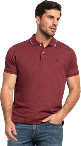 U.S. Polo Assn. Slim Fit Tipped Interlock Knit Polo Black MD in Saudi Arabia