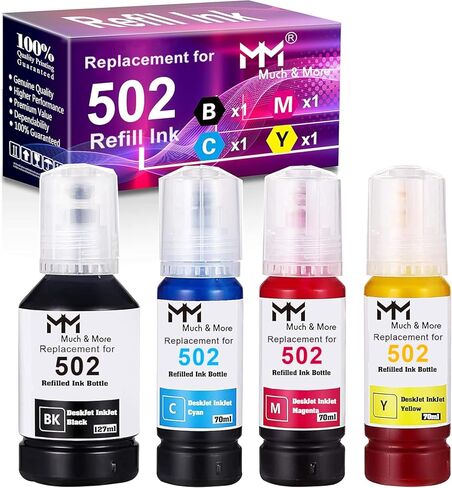 MM الكثير والمزيد من زجاجات الحبر التي تعيد الملء لـ 502 T502 حبر ECOTAND ET-2700 ET-2750 ET-3750 ET-4750 ET-2760 ET-3760 ET-4760 ET-2700 ET-3700 ET-3710 ET-15000 St-3000 St-3000 St-4000 in Kuwait