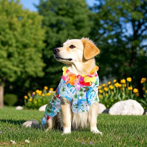 3Pieces Pet Dog Hawaiian Costume Summer Tropical Outfit Hawaiian Dog Shirt for Medium Pet Beach Seaside Casual Wear Parties Photo Event Decorations (XX-Large) in Saudi Arabia
