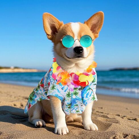 3Pieces Pet Dog Hawaiian Costume Summer Tropical Outfit Hawaiian Dog Shirt for Medium Pet Beach Seaside Casual Wear Parties Photo Event Decorations (XX-Large) in Saudi Arabia