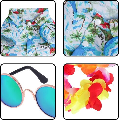 3Pieces Pet Dog Hawaiian Costume Summer Tropical Outfit Hawaiian Dog Shirt for Medium Pet Beach Seaside Casual Wear Parties Photo Event Decorations (XX-Large) in Saudi Arabia