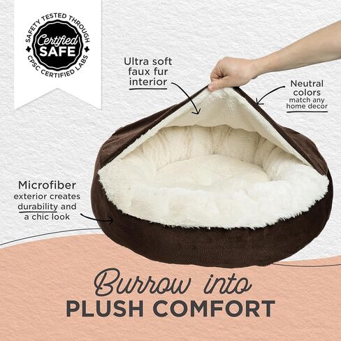 Best Friends by Sheri Cozy Cuddler Mason Microfiber Hooded Blanket Cat and Dog Bed in Oyster 23"x23" in Kuwait