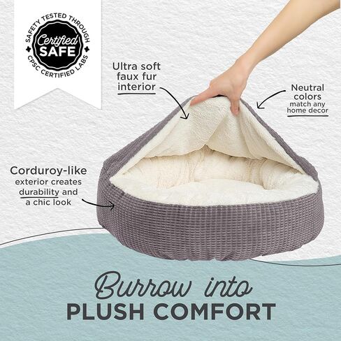 Best Friends by Sheri Cozy Cuddler Mason Microfiber Hooded Blanket Cat and Dog Bed in Oyster 23"x23" in Kuwait