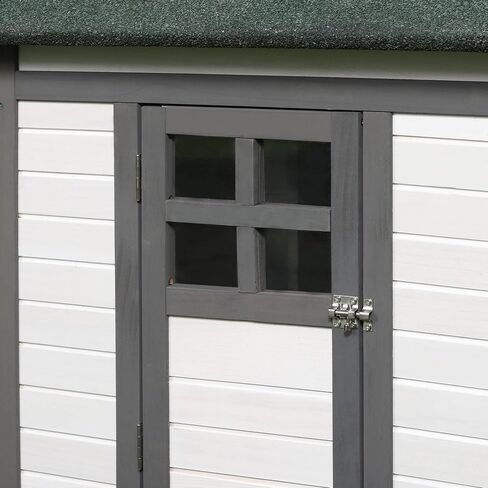PawHut 77" Wooden Chicken Coop with Nesting Box, Cute Outdoor Hen House with Removable Tray, Ramp Run, for Garden Backyard, Gray in Saudi Arabia