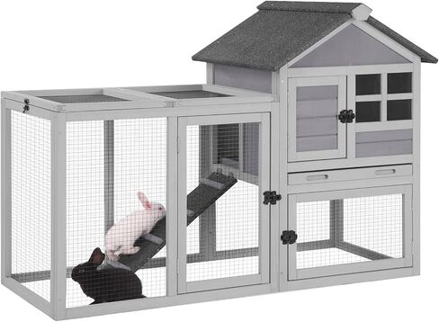 Gutinneen 51.6 "L Chicken Coop Outdoor Hutch Indoor Bunny Cage House Duckable Duck (Gray) in Kuwait