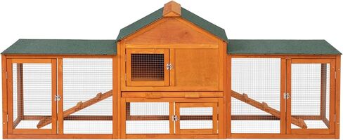 COZIWOW 2 Story 83"Wood Assembled Rabbit Hutch Indoor&Outdoor Bunny Cage with Double Runs and Weatherproof Roof, Guinea Pig Pet House for Small Animals（Gray） in Saudi Arabia