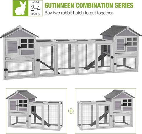 Gutinneen 51.6 "L Chicken Coop Outdoor Hutch Indoor Bunny Cage House Duckable Duck (Gray) in Kuwait