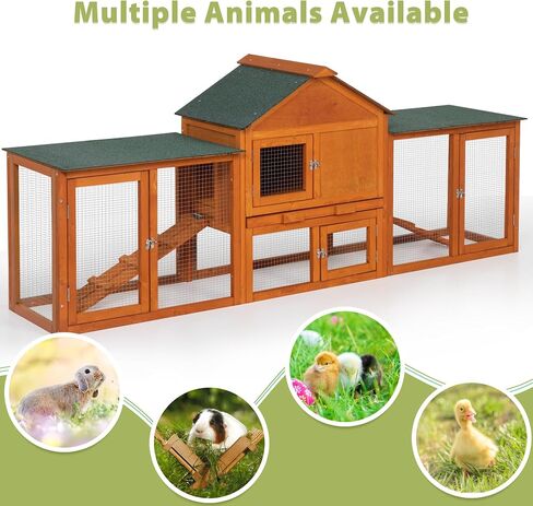 COZIWOW 2 Story 83"Wood Assembled Rabbit Hutch Indoor&Outdoor Bunny Cage with Double Runs and Weatherproof Roof, Guinea Pig Pet House for Small Animals（Gray） in Saudi Arabia