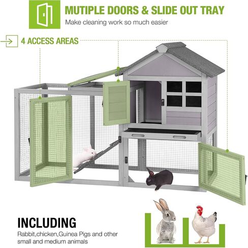 Gutinneen 51.6 "L Chicken Coop Outdoor Hutch Indoor Bunny Cage House Duckable Duck (Gray) in Kuwait