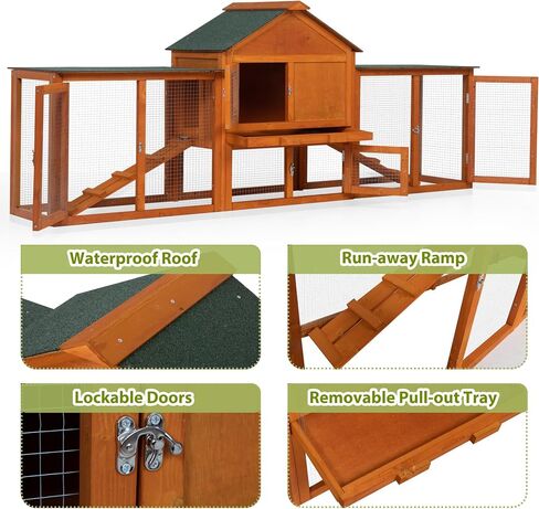 COZIWOW 2 Story 83"Wood Assembled Rabbit Hutch Indoor&Outdoor Bunny Cage with Double Runs and Weatherproof Roof, Guinea Pig Pet House for Small Animals（Gray） in Saudi Arabia
