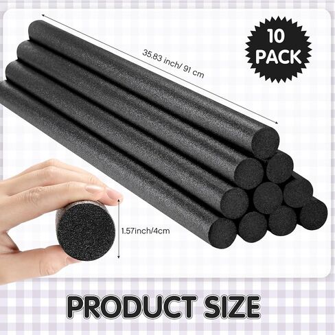 Kathfly 10 PCS Solid Pool Noodles 1.5 × 35 بوصة من الرغوة المعكرونة أنبوب مستديرة لمشاريع السباحة العائمة (أسود) in Kuwait
