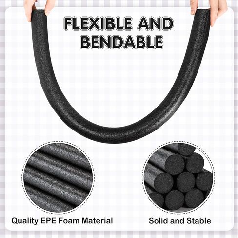 Kathfly 10 PCS Solid Pool Noodles 1.5 × 35 بوصة من الرغوة المعكرونة أنبوب مستديرة لمشاريع السباحة العائمة (أسود) in Kuwait