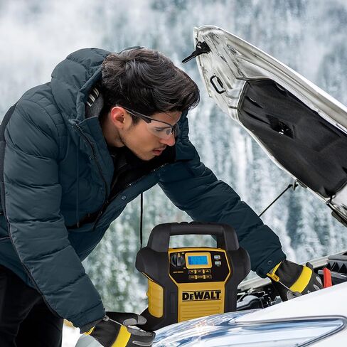 DEWALT DXAEJ14-Type2 Digital Portable Power Station Jump Starter - 1600 Peak Amps with 120 PSI Compressor, AC Charging Cube, 15W USB-A and 25W USB-C Power for Electronic Devices in Saudi Arabia