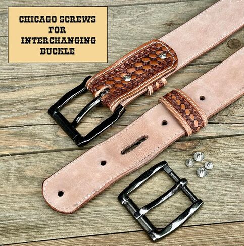 DANIEL'S ARTPLANET Western Belt for Men Handmade Full Grain Leather Beaded Tooled Cowboy Belt with Removable Buckle 1.5" in Saudi Arabia