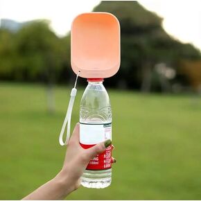Portable Pet Water Bowl Dispenser, Bottle Attachment Water Feeder for Dogs, Color Grey