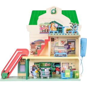 Bluey and Bingo Supermarket Playset with Escalator, Pretend Play Toys for Toddlers, Sounds and 15 Pieces, Bluey Grocery Store Playset