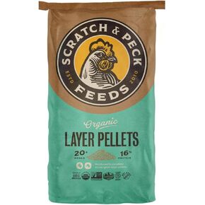 Scratch and Peck Feeds Whole Grain Layer Pellets Chicken and Duck Feed - 25 lbs Bag - Corn-Free and Soy-Free - 16% Protein, Certified Organic and Non-GMO Project Verified Chicken Food