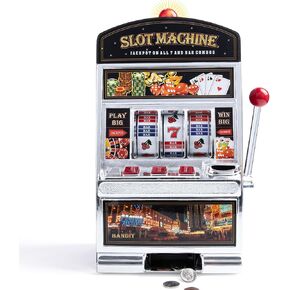 Nostalgia 7inch Slot Machines for Adults Without Battery Power Lucky Sevens Family Destop Gambling Game and Piggy Bank for Parties or Casual Nights