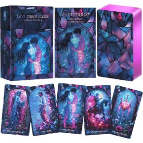 Love Tarot Cards with Guide Book for Beginners Original Unique New Pink Tarot Oracle Deck with Pretty Gold Foil Edge Guided Loving Meanings for Beginners