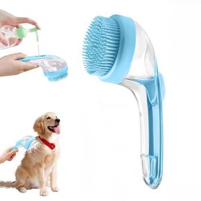 Pet Bath Brush PetScrubFlow, 2025 New 2 in 1 Dog Bath Brush, Dog Scrubber with Built-in Shampoo Dispenser, Grooming Massage Brush for Long Short Haired Dogs Cats Shower (Green, Fine Teeth)