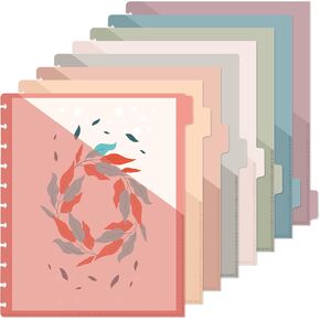 8 PCS Discbound Pocket Dividers 8.5 × 11 مع علامات تبويب وجيوب 8 علامات التبويب Discbound Pocket Bolders حجم الحرف Discbound Discbound Discbound Discist Discs Plannner Supplies لمكتب مدرسة الأعمال (Boho)
