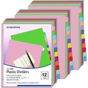 Binder Dividers with Tabs,Monthly Dividers for 3 Ring Binder,12 TABS,Customizable Table of Contents,Multicolor,1 Sets
