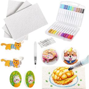 Magic Puffy Paint, 3D Drawing Magic Canvas Sponge, Puffy Popcorn Drawing Texture Painting Kit, DIY Bubble Drawing Pens Art Supplies