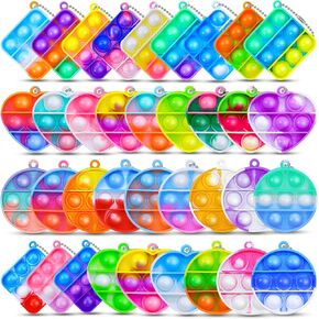 Kids Party Favors Fidget Toys Pack 36 pcs Mini Pop Keychain Bulk Packs Sensory Stress Toy Classroom Birthday Goodie Bag Stuffers Carnival Prizes Easter Eggs Fillers