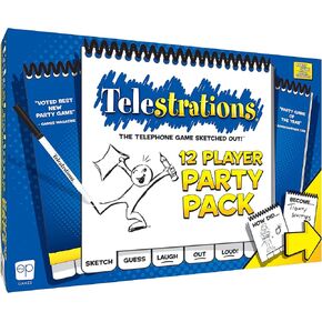 USAopoly Telestrations Party Pack 12 Player | 600 New Phrases to Sketch | Board Game | A Fun Family Game for Kids and Adults | Family Game Night Just Got Better | Telephone Game Sketched Out, Multi-colored