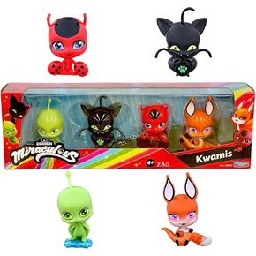 BANDAI Miraculous Ladybug and Cat Noir Quality Kwami Surprise - 4 Magical Figurines | Glittering Jewels for Beauty and Display