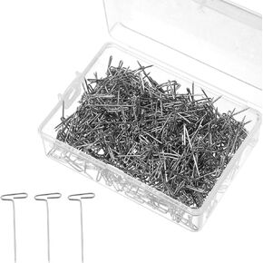 500Pcs T Pins for Wigs 1 Inch Knit Blocking Pin Stainless Steel Crochet Straight Sewing Pins for Fabric Crafts Knitting Modelling, Silver