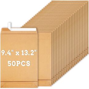 50 حزمة 9.4 "× 13.2" مظاريف كتالوج قابلة للتوسيع ، مظاريف Kraft كبيرة الأظرف قشر وختم كتالوج لتخزين أعمال المكاتب المنزلية وتنظيم الصور
