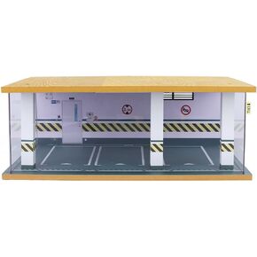 1/24 Scale Car Garage Model Diorama Parking Lot Scenery Display Box w/Light