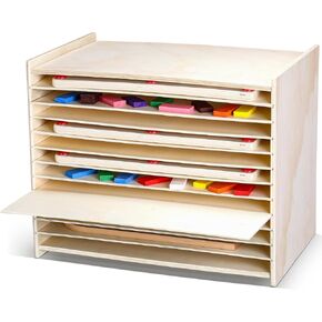 Wooden Puzzle Storage Rack Wood Tabletop Puzzle Holder with Adjustable Drawers 12-Layer Jigsaw Stand Shelf Rounded Edge Storage Cabinet for Raised Flat Paper Craft Supplies
