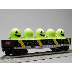 MTH RALKINK HALLOWEEN GHOST TRAP 2021 GONDOLA مع أشباح مضاءة متوهجة 30-72254