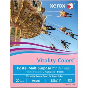 Xerox Multipurpose Colored Paper, 8 1/2" x 11", 20 Lb., Pink, Ream Of 500 Sheets