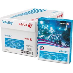 Xerox 3R02047 Vitality Multipurpose Printer Paper, 8 1/2 x 11, White, 5,000 Sheets/CT