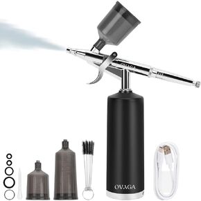 Ovaga 32PSI Airbrush Kit, Rechargeable Cordless Airbrush Compressor, Auto Handheld Airbrush Gun, Airbrush Set Portable Wireless Air Brush for Barber, Nail Art, Cake Decor, Makeup