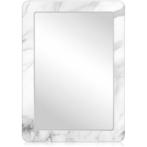 Magnetic Locker Mirror 7x5 Inch Pink Marble Style Mirrors with Magnetic Stripe Locker Accessory for Back to School Bathroom Refrigerator Office