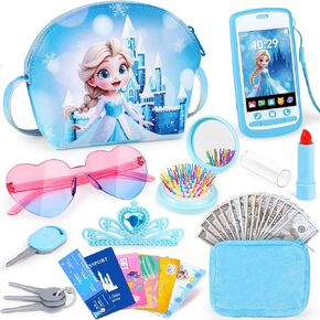 Play Parse for Little Girls ، Toddler Kids Toy Passitory with Excessories ، Play Play Makeup Set ، Crossbody Bag ، Wallet ، Fake Keys ، Histrict Christmas Princess Gifts for Girls Ages 3 4 5 6 Age