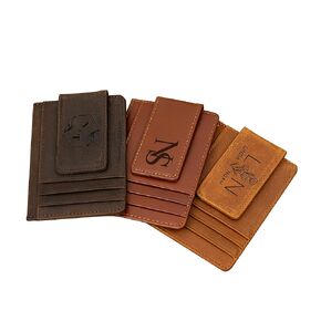 Jeclist Personalized Leather Card Holder Wallet - Custom Engraved Slim Credit Card Case, RFID Blocking, Ideal Gift for Men and Women, Groomsmen Gifts, Fathers Day Gifts (Glossy Brown)