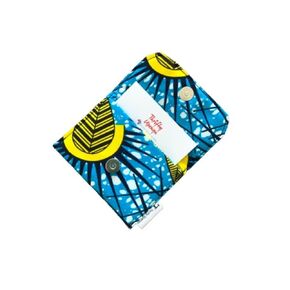 African Fabric Mini Card Case, Business Card Holder, Loyalty Reward Card Holder (Yellow Blue)