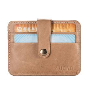 Handmade Genuine Leather Card Case Slim Handy Gift RFID Blocking Card Holder Minimalist Wallet for Men & Women Front Pocket Credit Card Holder (Khaki)